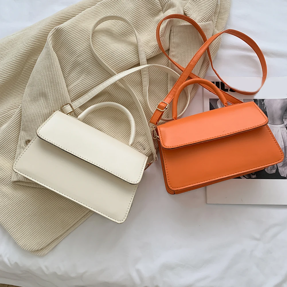 

Women Vintage PU Leather Flap Pure Color Shoulder Messenger Crossbody Bag Top-handle Handbag Small Square Purse