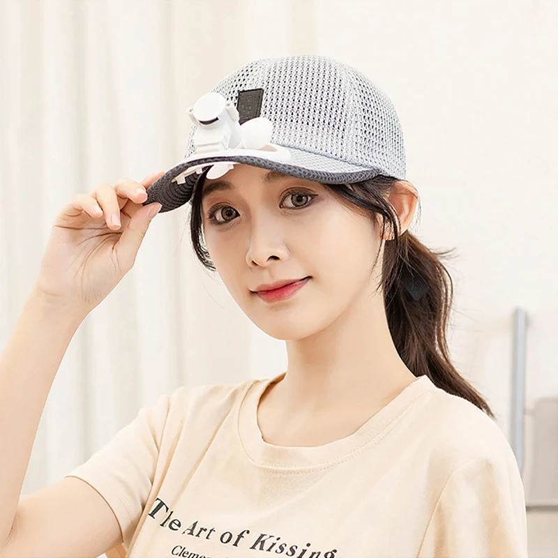 Summer Climbing Cap Unisex Mesh Anti-Sun Fan Hat USB Charging Outdoor Sports Cycling Fishing Camping Tennis Baseball Caps 2023