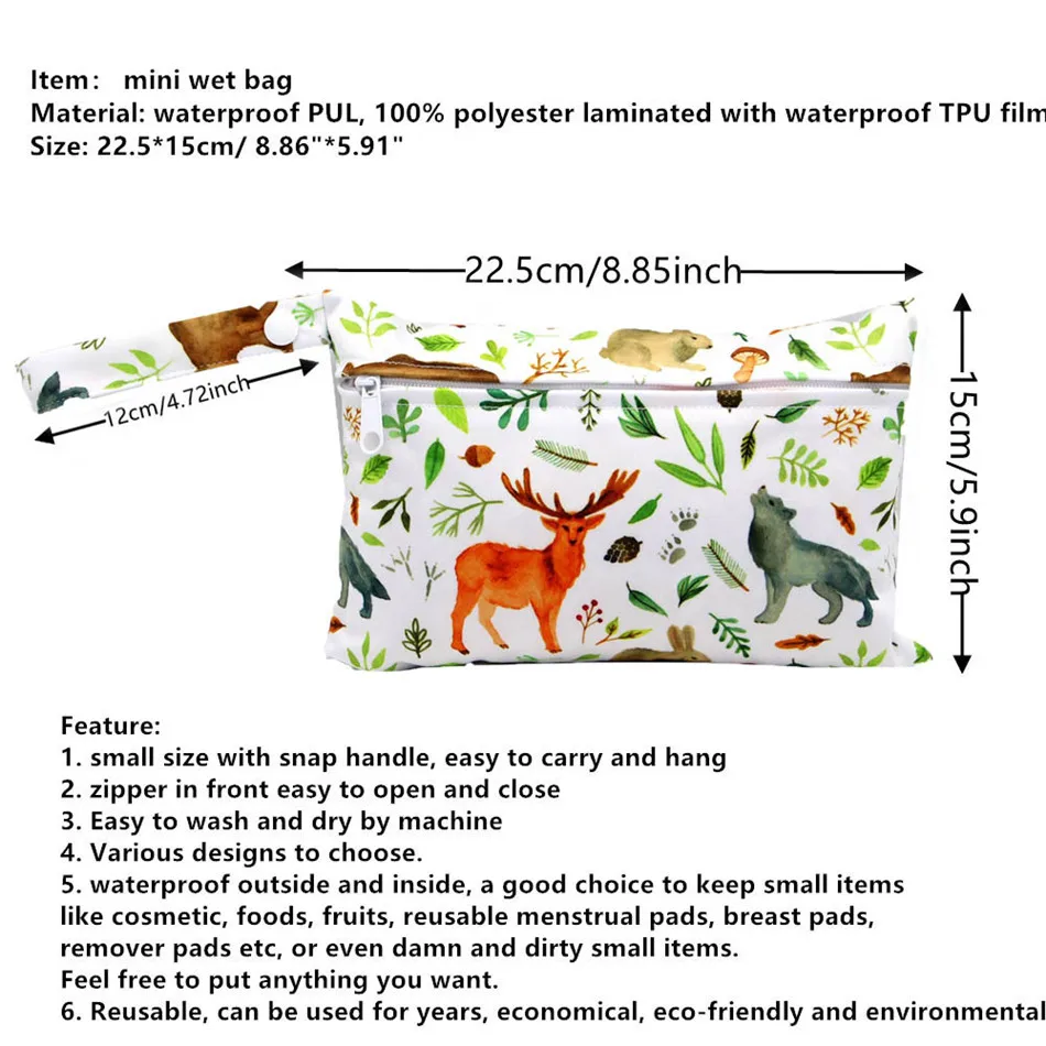

Balleenshiny Printed Stroller Diaper Bag for Mom Baby Bag for Mommy Wetbag TPU Waterproof Storage Bag Small Wet Bag Organizer