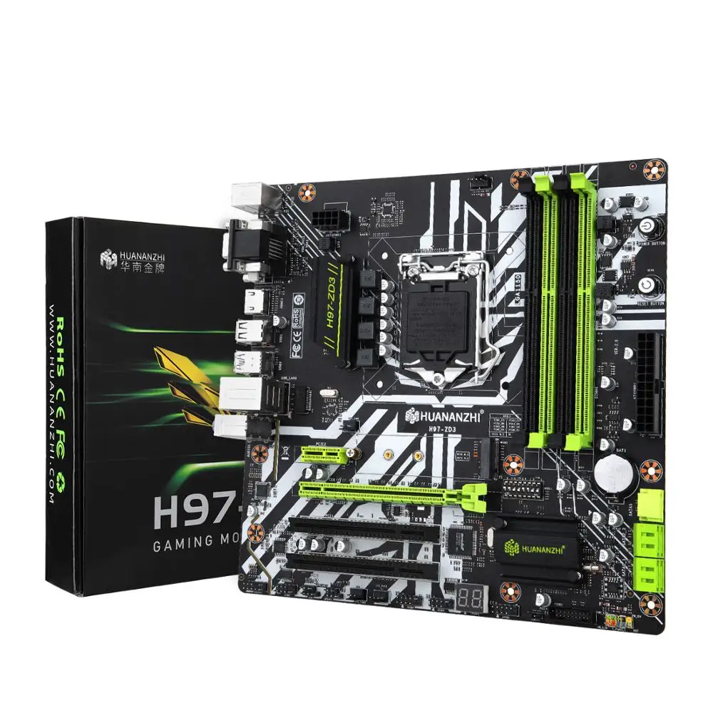 HUANANZHI H97 ZD3 материнская плата для Intel Z97 LGA 1150 без ECC/REG DDR3 1600 МГц 32 Гб M.2 NVME NGFF VGA HDMI DVI MATX