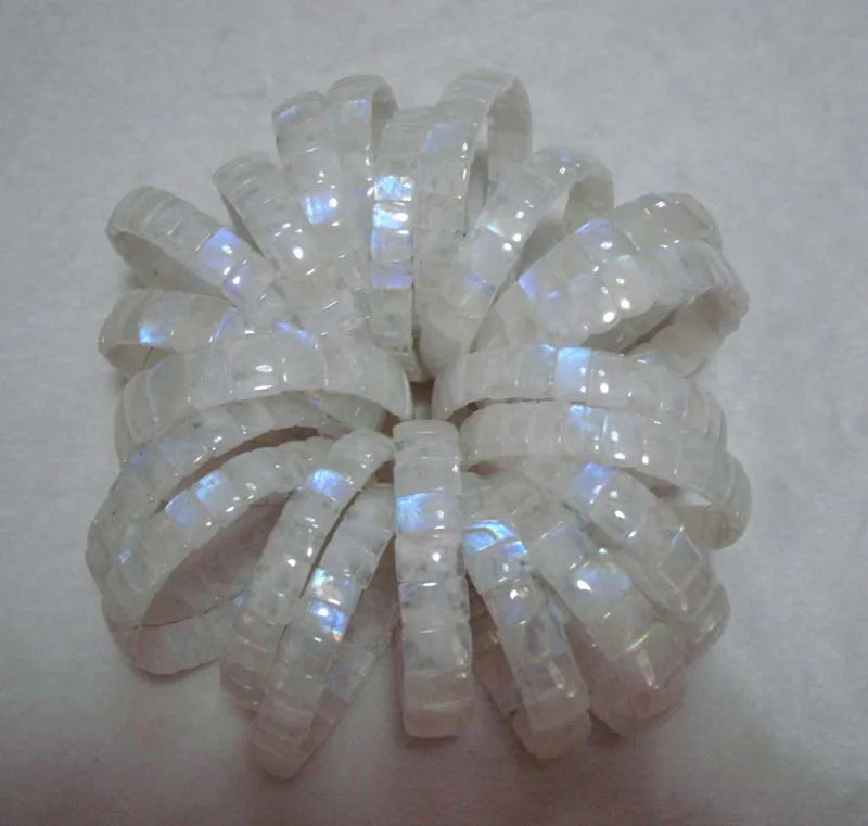 Бесплатная доставка прямоугольные бусины из натурального лунного камня браслет