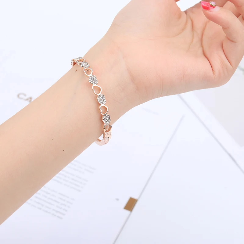 Big promotion New fashion Gold Color Austrian Crystal cuff charm Bracelets Bangles for women Jewelry Gifts Free shipping | Украшения и