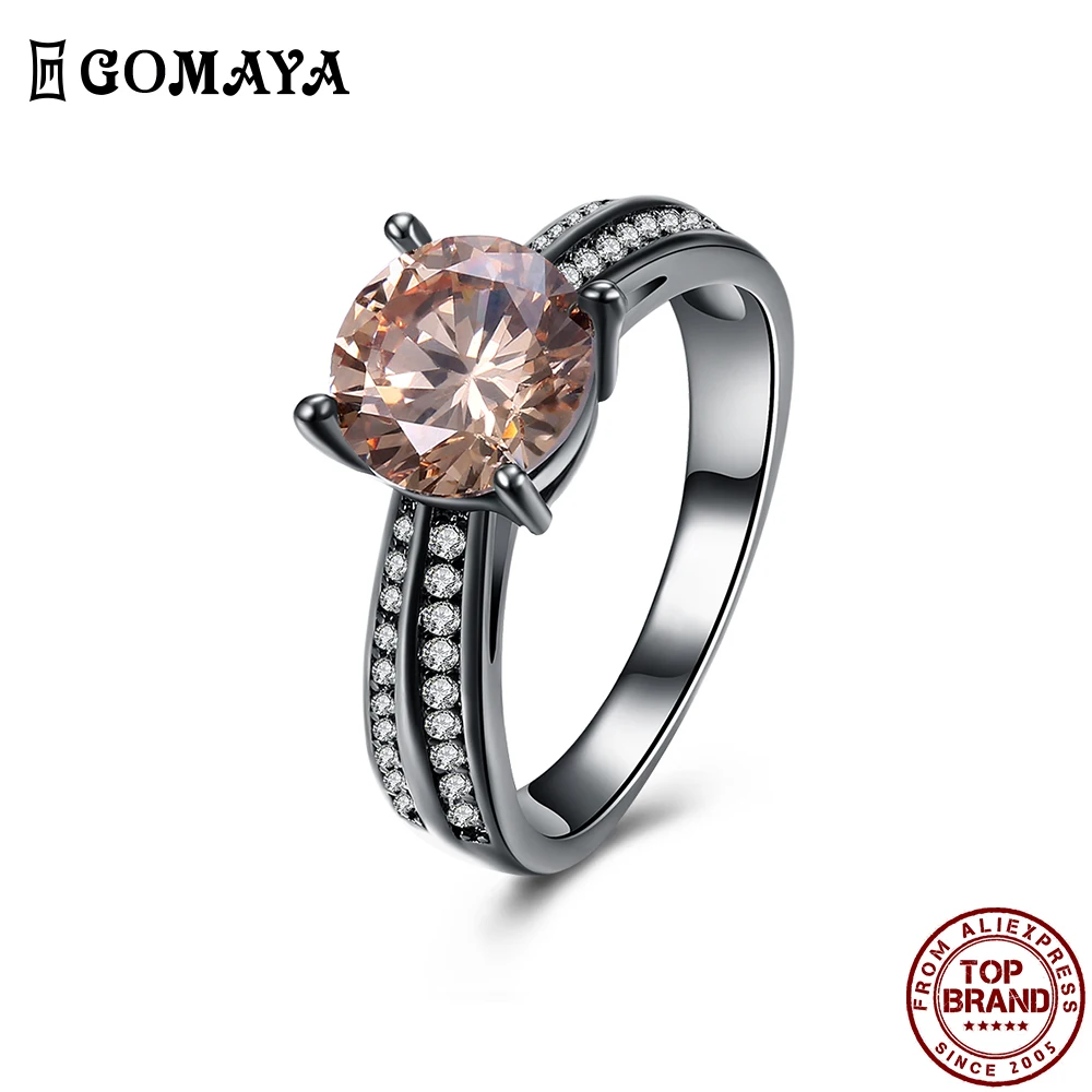 

GOMAYA Round shape Cubic Zirconia Rings For Women Classic Vintage Finger Ring Fit Party Birthday Gift Fashion Jewelry Bijoux