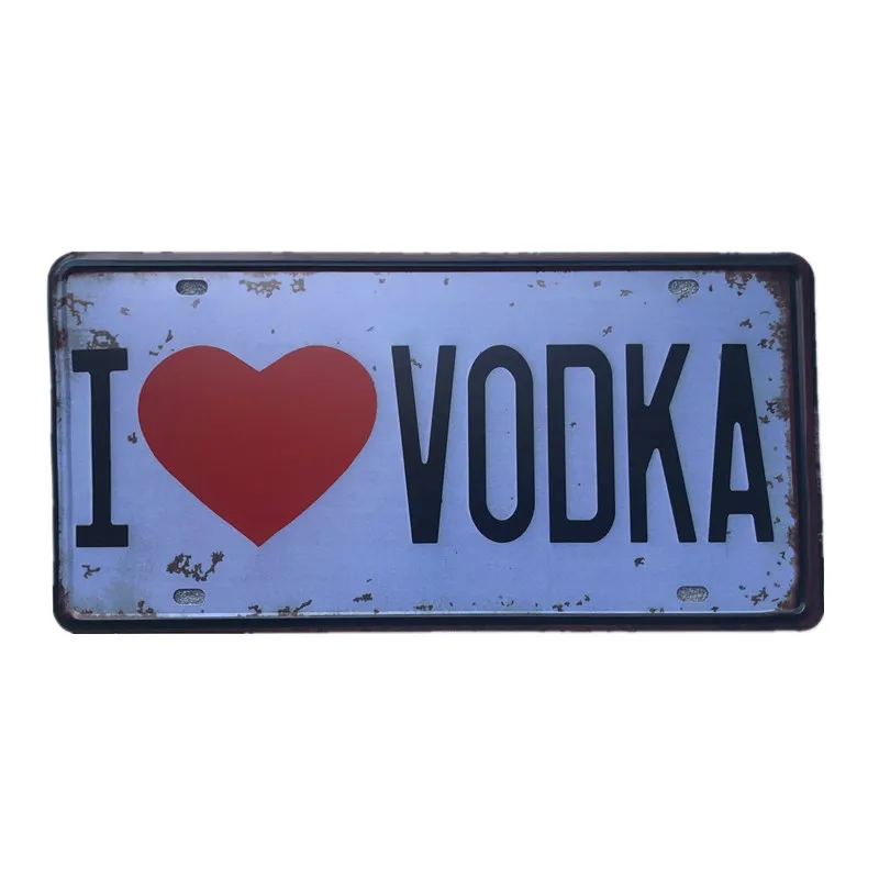 

Винтажные металлические жестяные знаки I Love водка, номерной знак автомобиля, металлический постер, бар, паб, кафе, домашний декор, таблички, б...