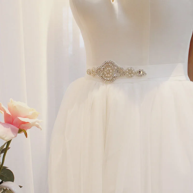 Свадебные аксессуары SLBRIDAL свадебный пояс с кристаллами атласный разразы для