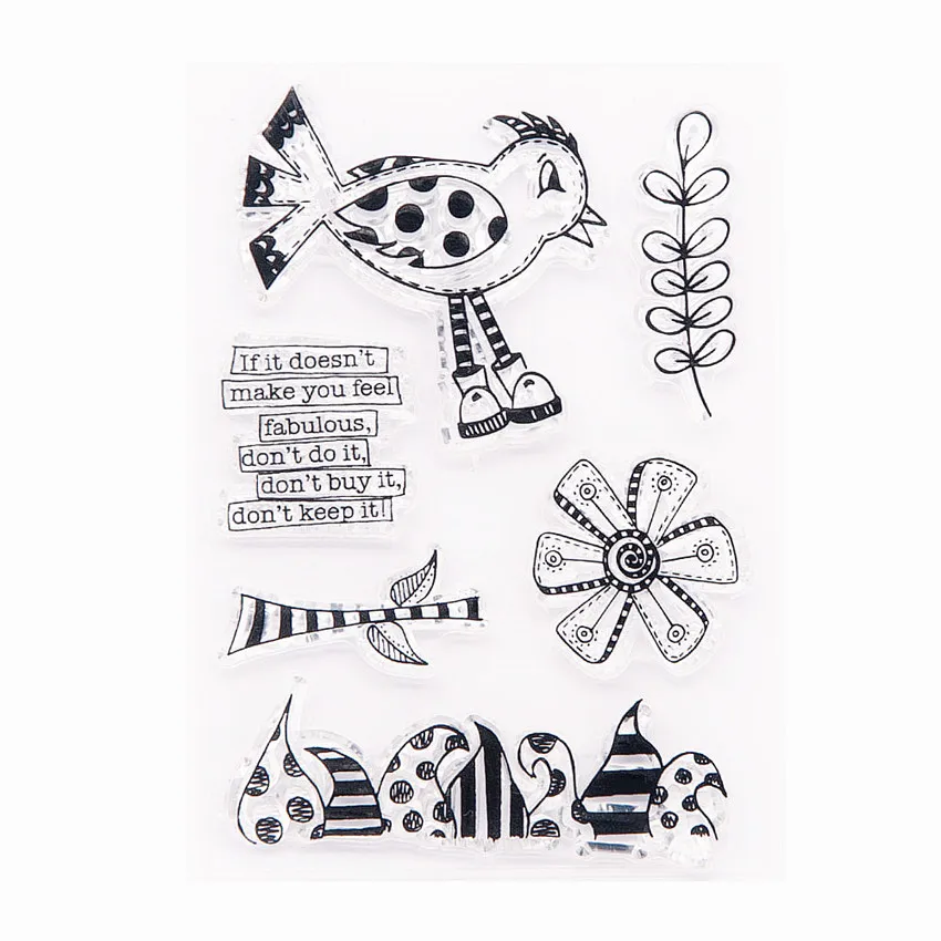 Прозрачные штампы с рисунком сказочной птицы 7 5 х10 см | Дом и сад