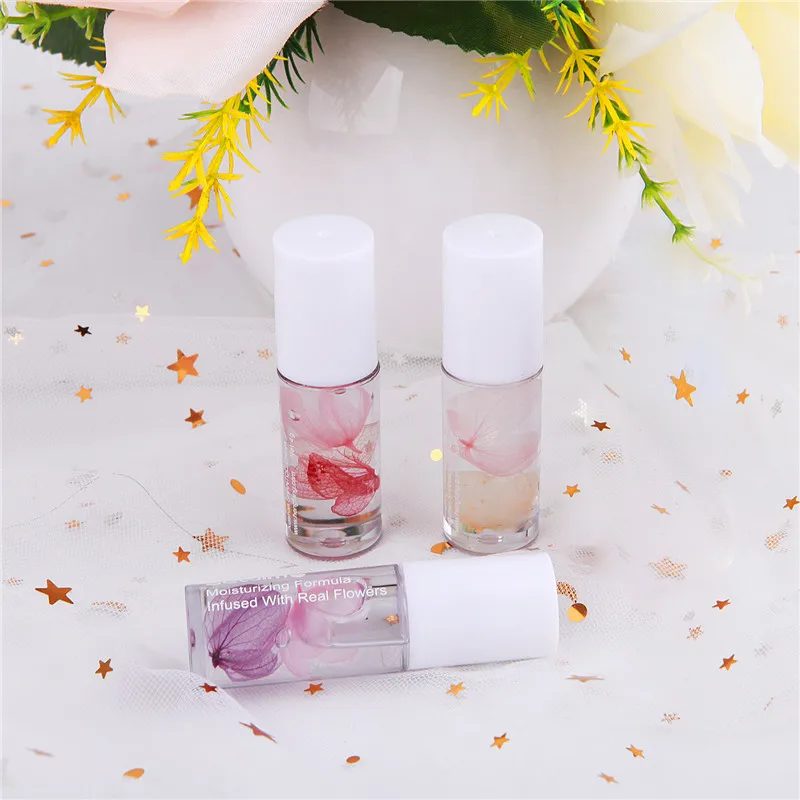 Блестящий Прозрачный питательный блеск для губ с кристаллами масло сушеными