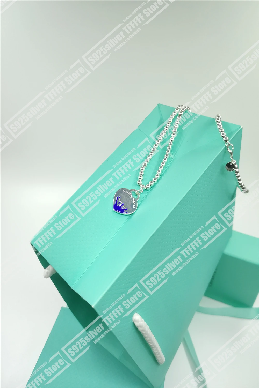 

T/fashion/love tags necklace/water / 925 / men and women/gift / 4 mm, 8 mm round bead necklace