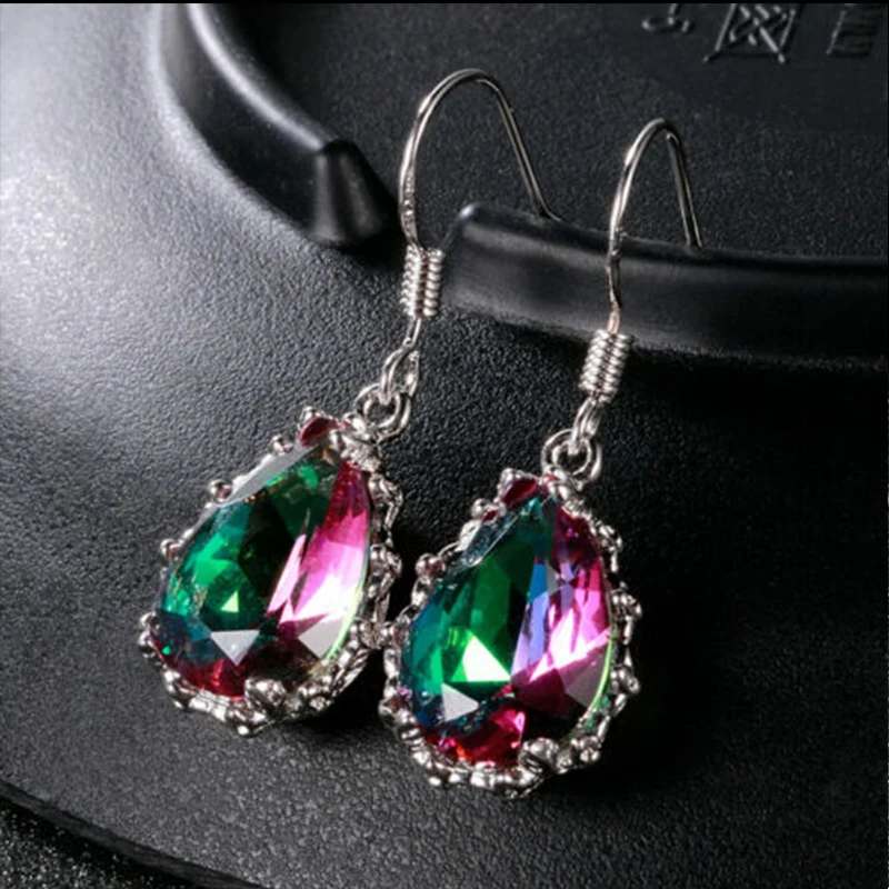 

2020 Japan Korean Trendy Lace Waterdrop Crystal Dangle Drop Earrings For Women Females Party Decoration Jewelry Gift Hot