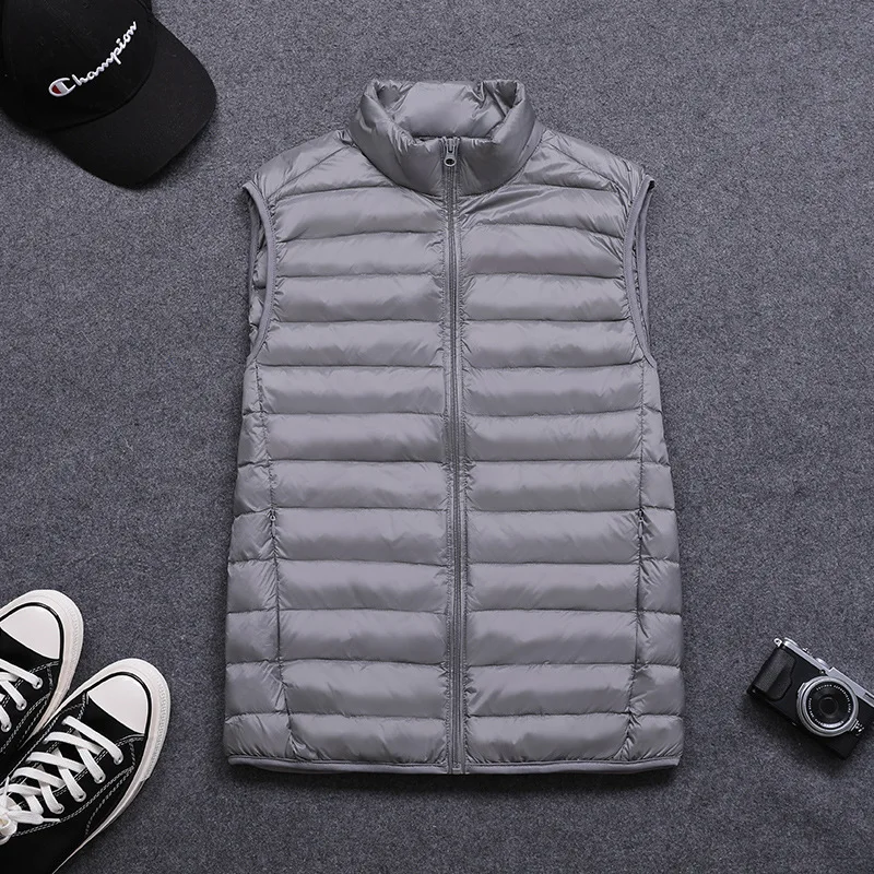 

Men's Thin Down Vest Stand Collar Male Short Fashion Jacket Sleeveless Winter Clothes Plus Size Outerwear