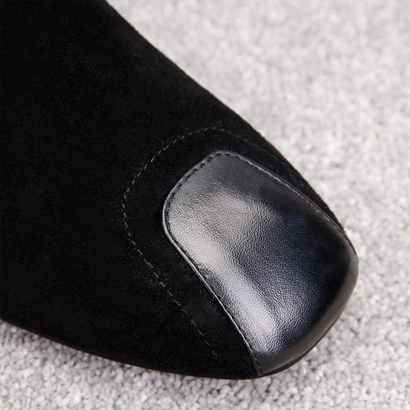 2019 г. Женские ботинки замшевые зимние Осень-зима женские ботильоны на квадратном