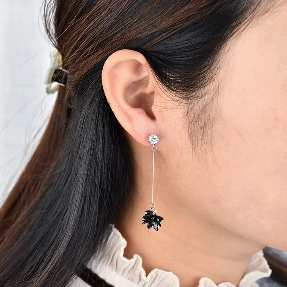 Женские серьги подвески с кристаллом из циркония в форме цветка мороза 1