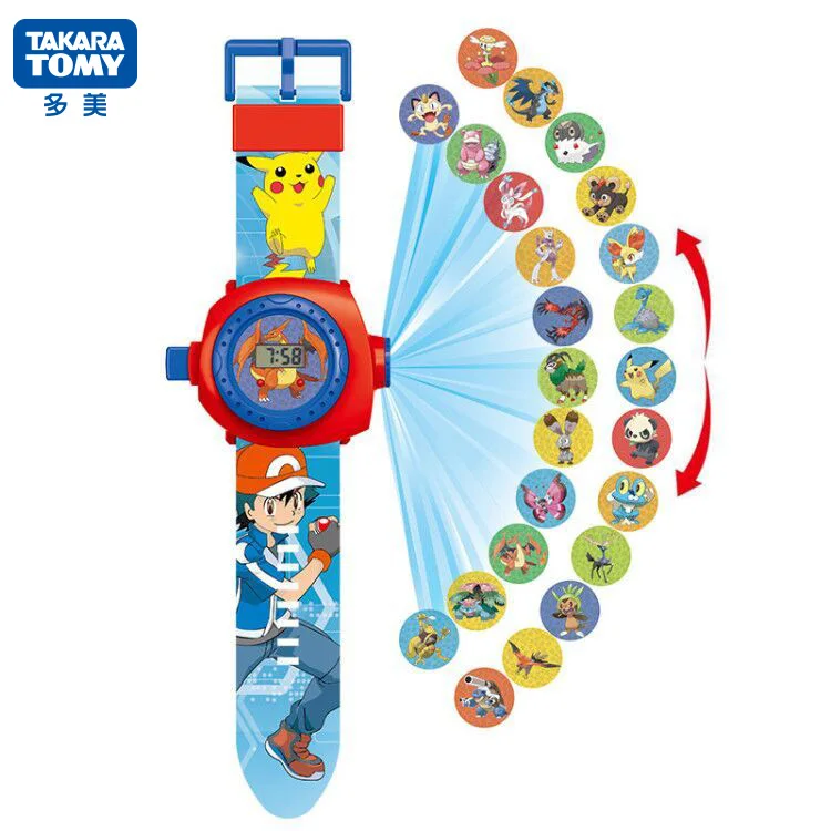 Часы Детские TAKARA TOMY с покемоном Пикачу цветные подсветкой для мальчиков и