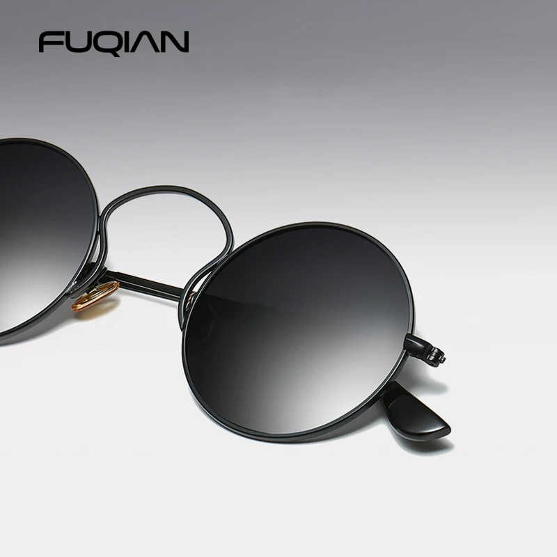 FUQIAN роскошные маленькие круглые поляризованные мужские солнцезащитные очки