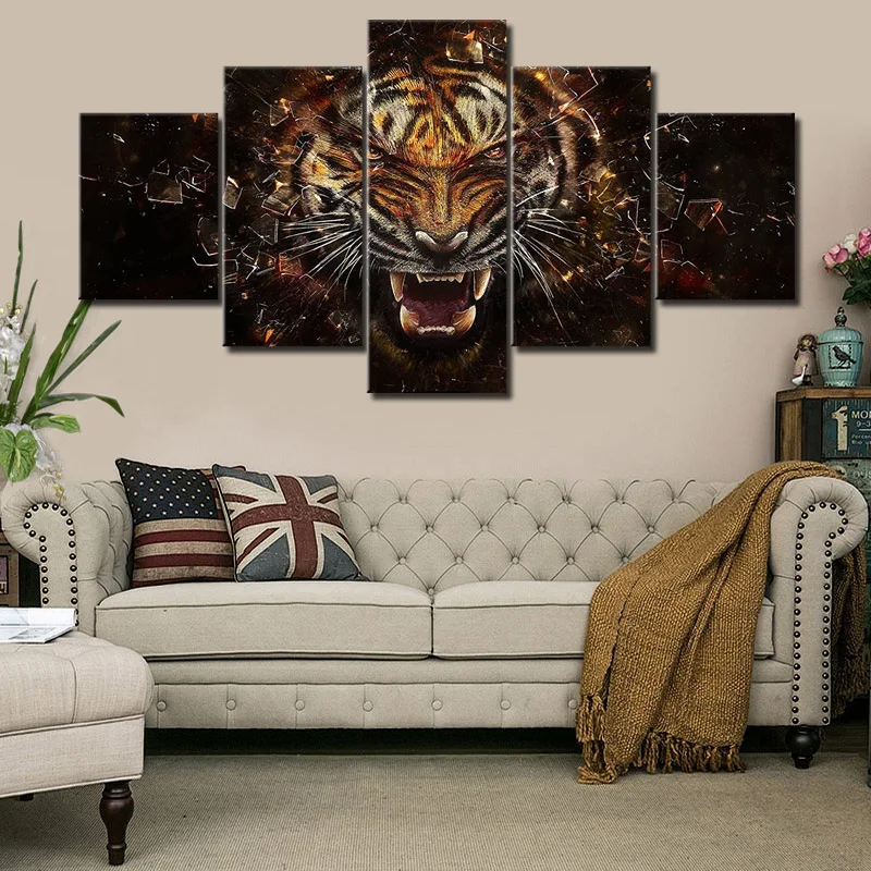 Картина маслом на холсте с изображением тигра | Дом и сад