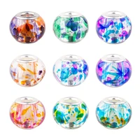 10pcs 16mm big round 5mm large hole flower glass beads charms for bracelet women making unique jewelry pendant necklace craft