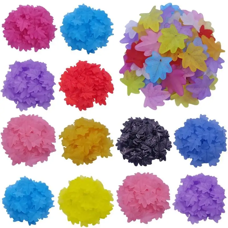 

Pack Of 50 Pieces Of Transparent Candy Color Leaf Maple Leaf DIY Accessories Handmade Gifts Exquisite Necklace Bracelet Pendant