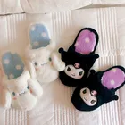 Тапки Kuromi Cinnamoroll женские, милые плюшевые туфли с мультяшным рисунком Моя Мелодия, Hello Kitty, Повседневная Удобная теплая обувь на плоской подошве