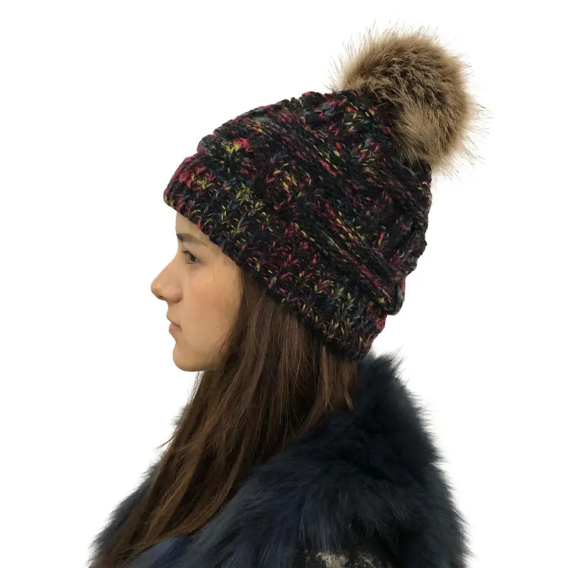 2019 крючком шапка женская шапочка с помпоном зимние трикотажные изделия теплая