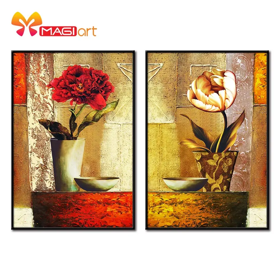 

Cross stitch kits Embroidery needlework sets 11CT water soluble canvas patterns 14CT Oil painting Flower in Vase-NCMF016