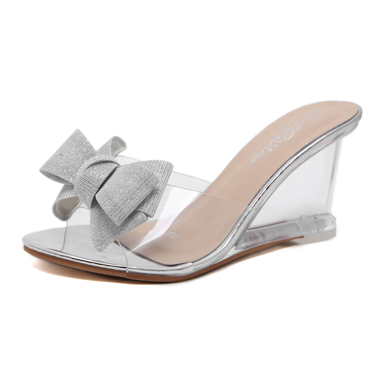 

versatile wedge heeled sandals women's summer new sexy crystal transparent high heeled shoes diamond wedge heeled sandals