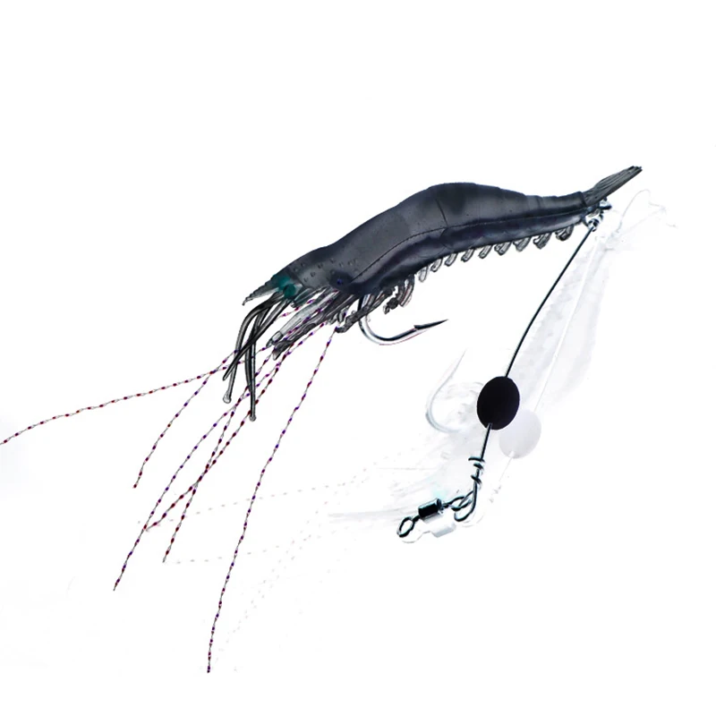 5Pcs Mixed Colors Silicone Fake Shrimp Soft Bait Artificial Sea Lure With Luminous Bead Swivels Hooks Sabiki Rig Fishing Tackle