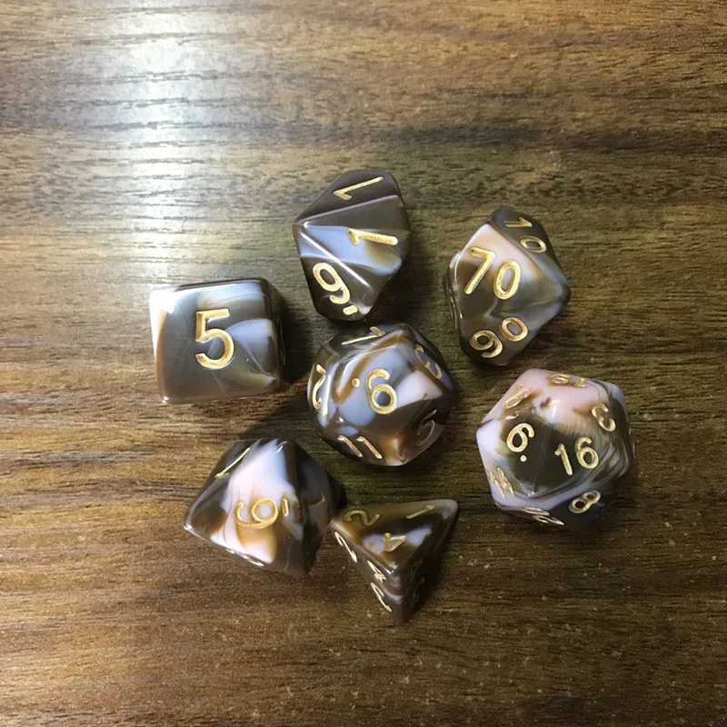 7pcs 7 шт./компл. цифровые кости игровые кубики набор многогранные D4-D20 многосторонний акриловые кости подарок - Цвет: 7pcs