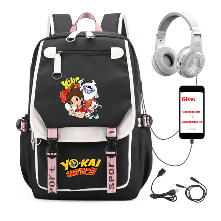 

anime Yo-kai Watch backpack Unisex Travel Backpack student School book Bag USB Charging teenagers Laptop packsack