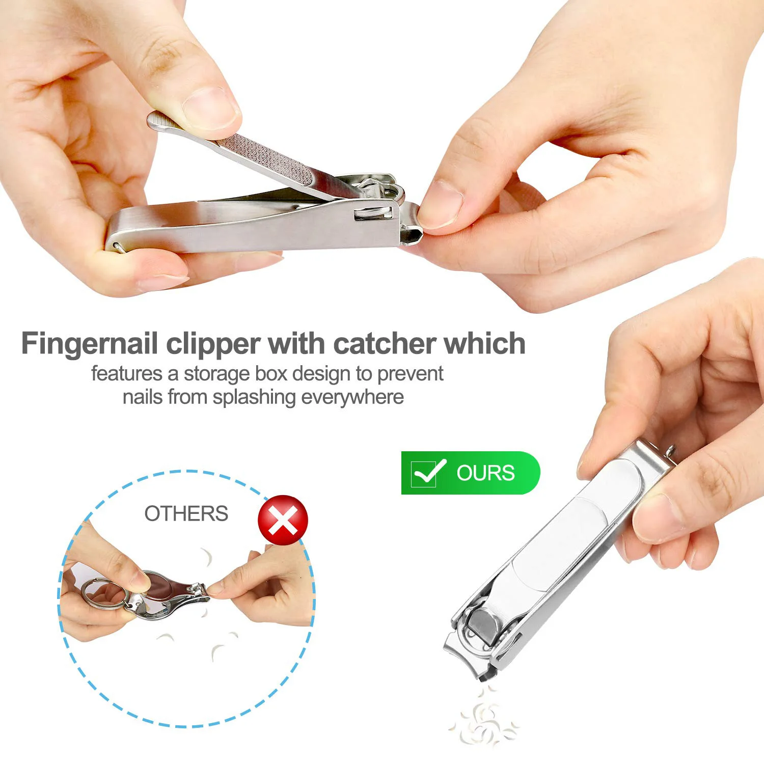 Мощные Большие кусачки для ногтей с ловцом без брызг Ультра Острый триммер резак