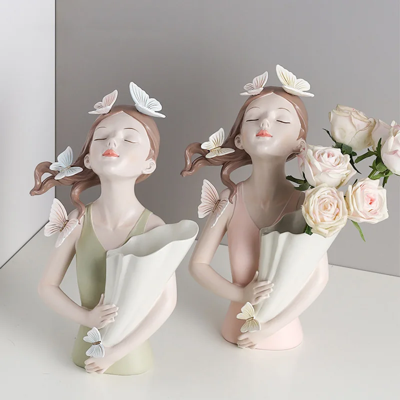 

Nordic Butterfly Girl Resin Decoration Living Room Porch Decoration Creative Dining Table Flower Arrangement Home Furnishings