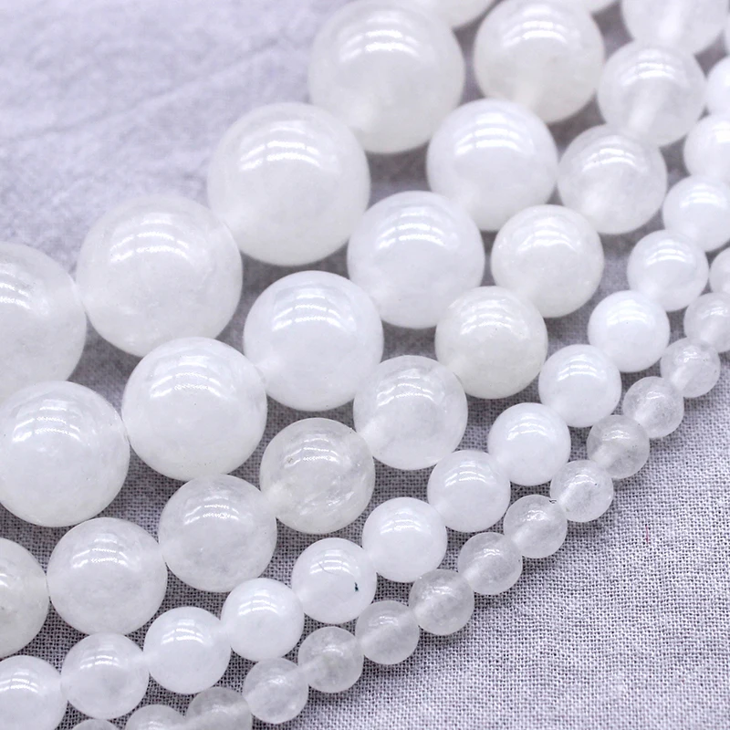 Natural Stone White Snow-white 4/6/8/10/12mm Round Beads DIY Accessorie Handmade Bracelet Bangle Necklace For Jewelry Making | Украшения и