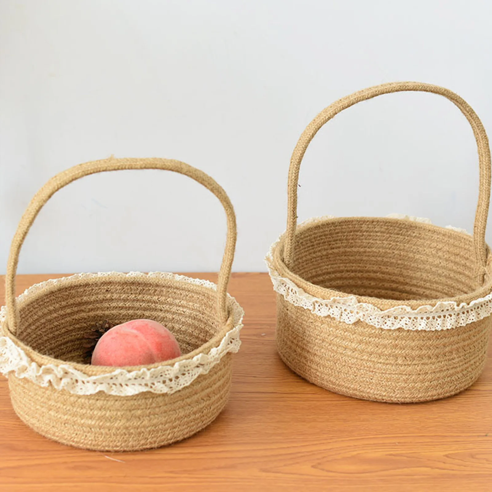 

3PCS Woven Storage Baskets Handmade Storage Organizer Bins Home Storage Basket Fruit Tea Snack Bread Picnic For Camping