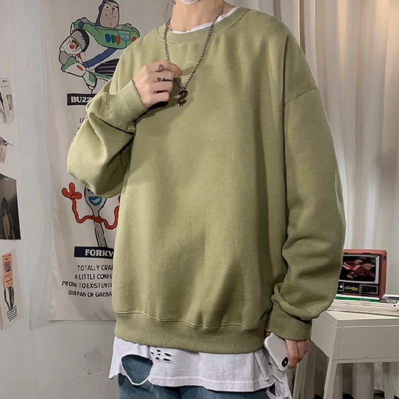 

MoneRffi Men Women Sweatshirt 2021 Solid Color Spring Autumn Hoodies Casual Couple Streetwear O-Neck Warm Oversized Clothes