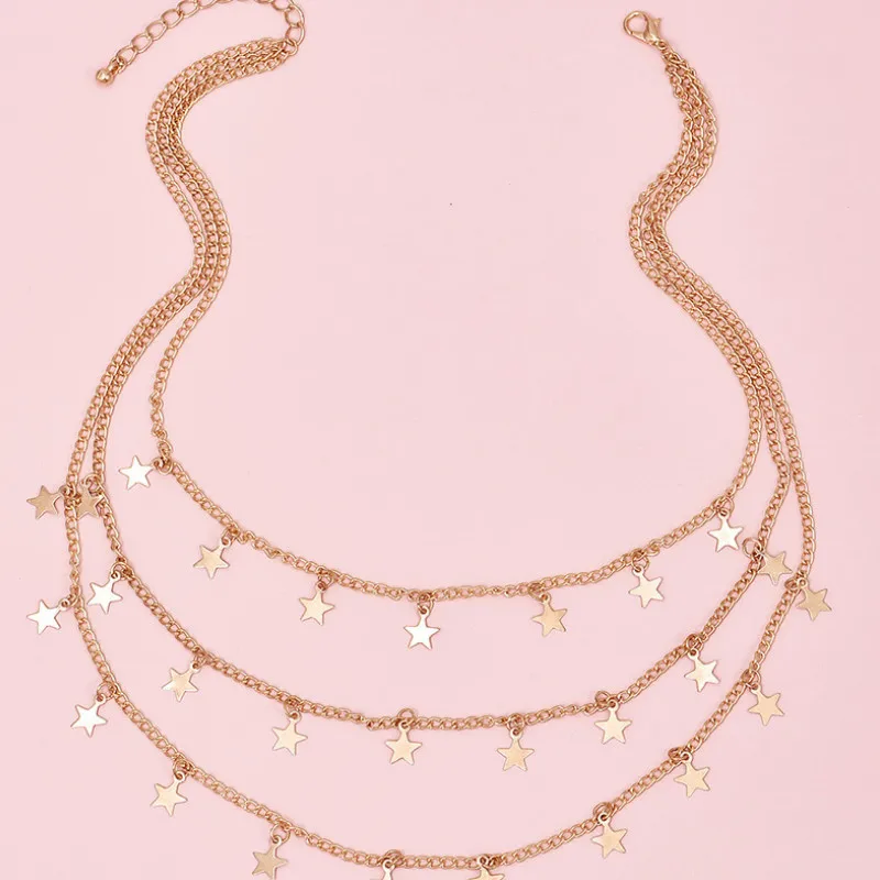 

Trendy Sweater Chain for Women Star Pendant Multilayer Necklace Fashion Jewelry