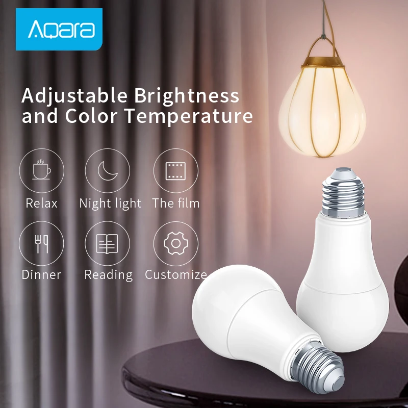 2018 распродажа XIAOMI Aqara 9W E27 2700 K-6500 K 806lum умная Белая светодиодная лампа для работы с