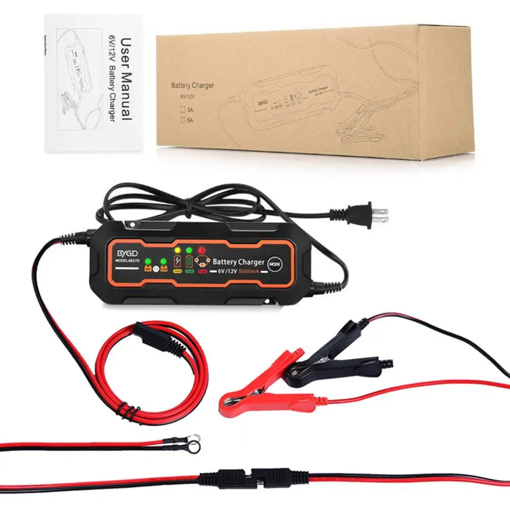 Полностью автоматическое 5 амперное умное зарядное устройство для мотоциклов 12 В