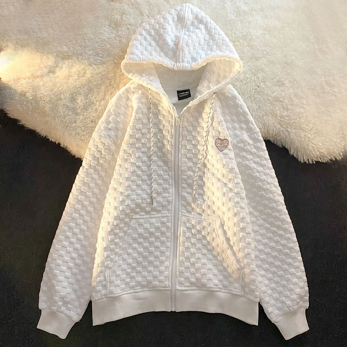 

women's large Hoodie, Korean fashion long sleeved couple clothes, white autumn clothes, Kawaii 2021 clothes