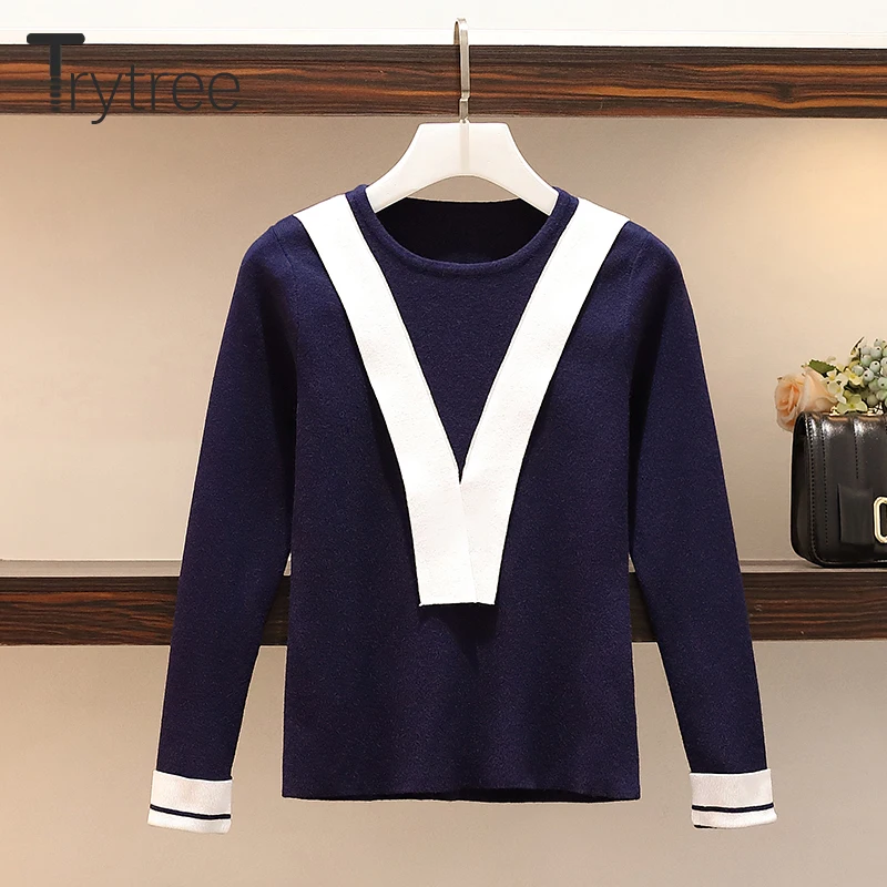 Trytree 2020 осенне-зимний комплект из двух предметов повседневный Вязаный топ с