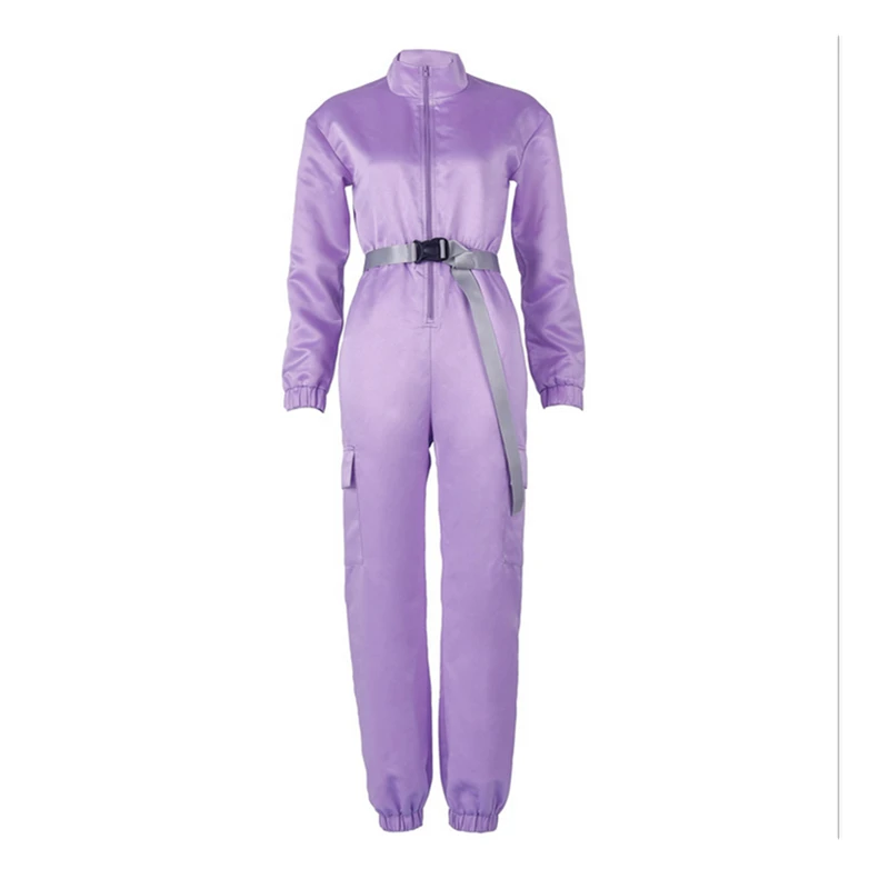 

Fashion Rompers Womens Jumpsuit Retro Workout Zipper Long Sleeve Skinny Solid Jumpsuits Streetwear Pocket Ladies Rompers Clothes