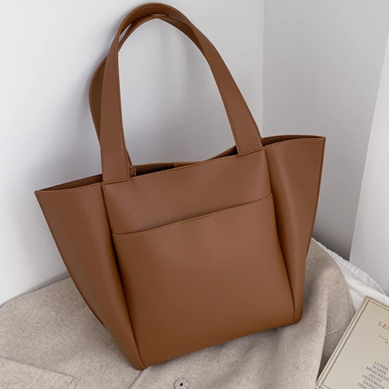 Одноцветные сумки через плечо из искусственной кожи для женщин зима 2020 большие