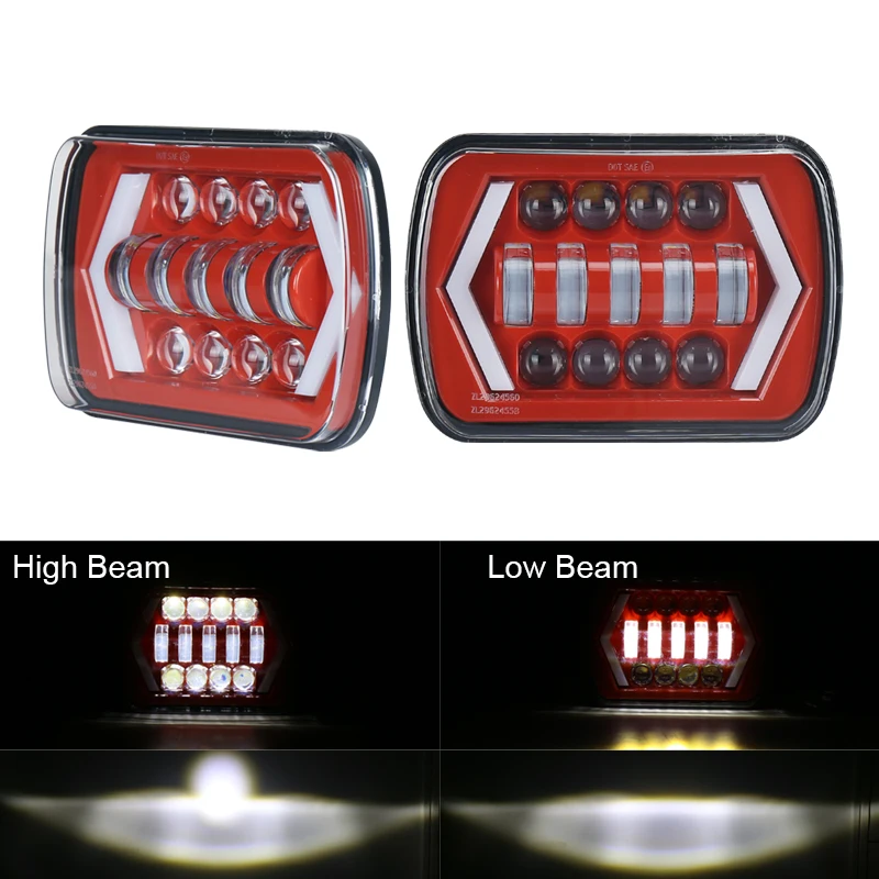 5X7 &quot6X7&quot Rectanguler Автомобильные светодиодные фары 55 Вт с указатель поворота 12/24V Led
