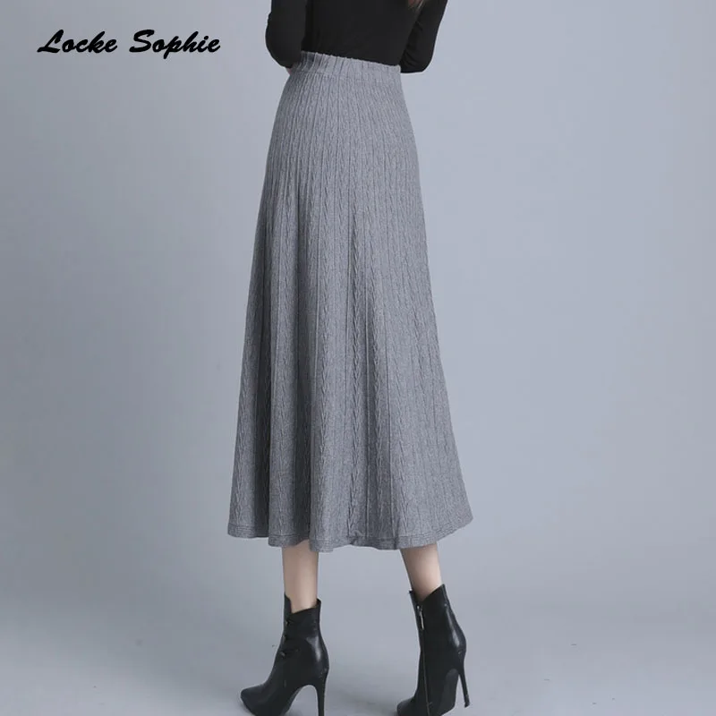 1 шт. Высокая талия для женщин размера плюс длинные трапециевидные юбки 2019 зимняя