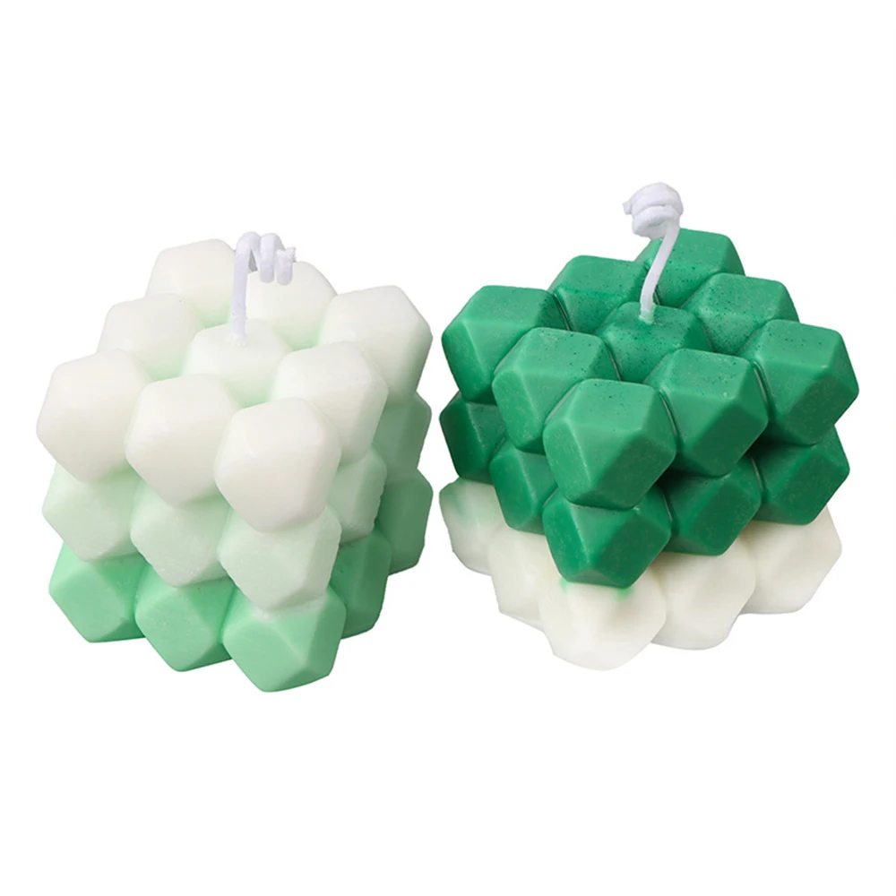 Molde de vela de burbujas 3D, bola redonda de Rubik, rectangular, supergrande, de silicona, pir&aacute;mide de hormig&oacute;n, para hornear, de resina, makin, nuevo-4
