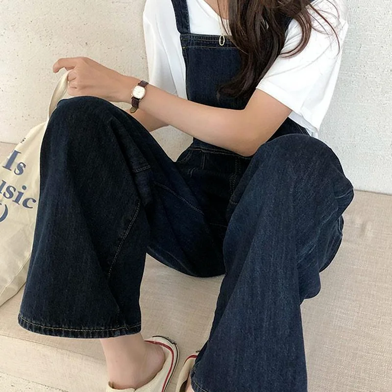 Комбинезон женский однотонный свободного покроя джинсовая простая