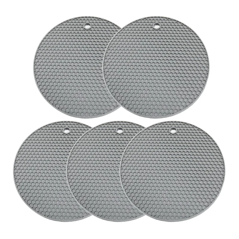

Круглые силиконовые коврики Trivet, 5 упаковок держателей для кастрюль, коврик для сушки посуды, Нескользящие и термостойкие кухонные подставк...