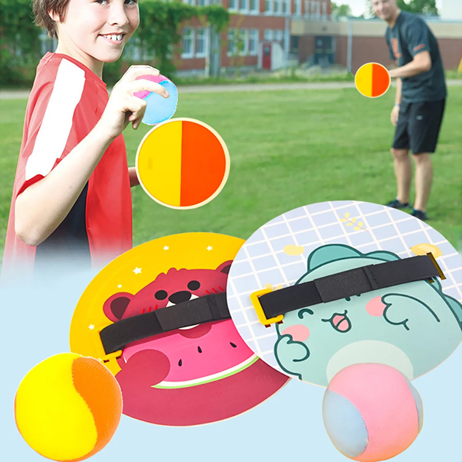 

Children's Outdoor Toys Sticky Ball Target Board Set Parent-Child Interactive Throwing And Catching Toy Double Disc Double Balls