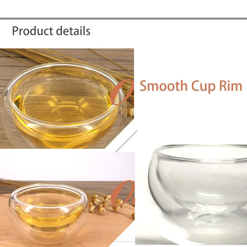 50 мл прозрачная питьевая стеклянная чашка для чая термостойкая двухслойная