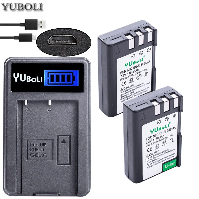 chagrer and 2battery Акумуляторная батарея EN-EL9 ENEL9 ENEL9A RU EL9 EN-EL9a RU EL9a EL9a Камера Li-Ion Батарея для Nikon EN-EL9a D40 D60 D40X D5000 D3000 Камера - Цвет: chagrer and 2battery