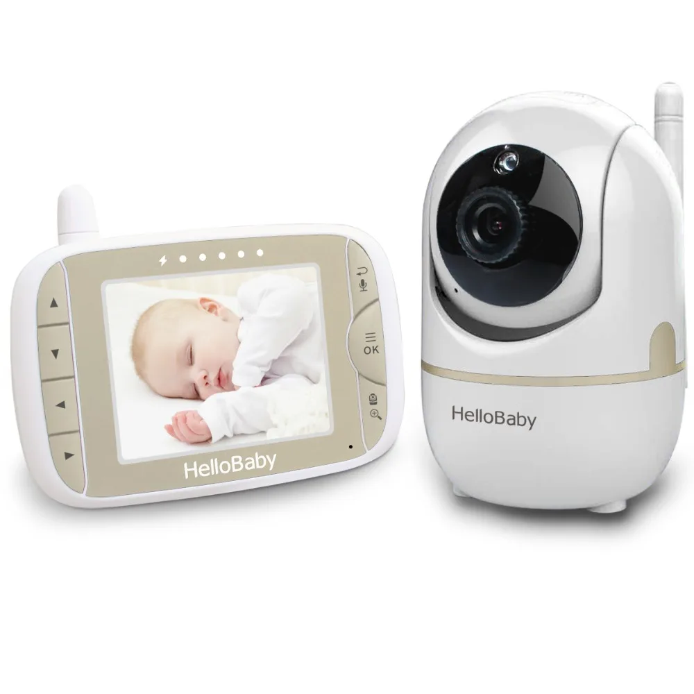 HelloBaby 3,2 дюймов HB65 видеоняня с удаленной камерой Pan-Tilt-Zoom, двухсторонняя система заднего вида, монитор температуры ночной съемки