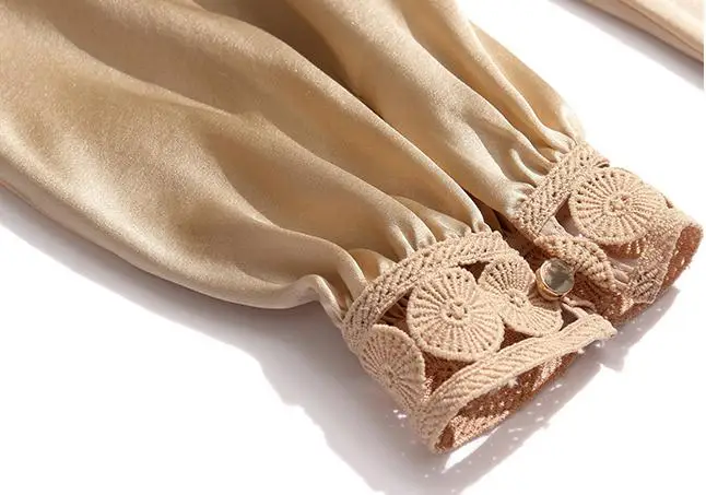 

2020 Fall Spring Women Stand Collar Embroidery Imitation Silk Top Blouse , Woman Clothes Fashion Blouses and Tops